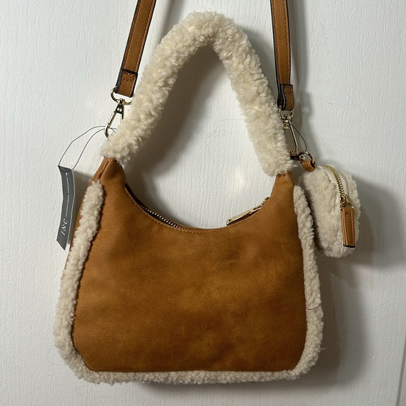 INC INTERNATIONAL CONCEPTS ZAREE FAUX FUR SHOULDER BAG IN TAN COLOUR - Picture 6 of 11